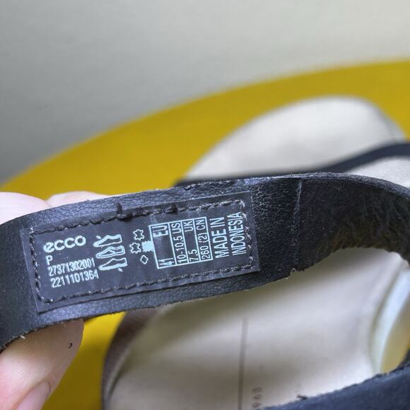 Ecco Flowt 2 Black & Gray Leather Strappy Slip On Comfort Sandals Women’s 10 41 - Picture 10 of 12